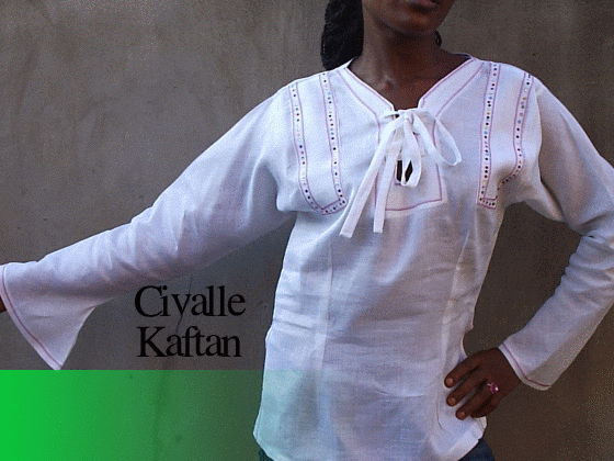 white kaftan with stone